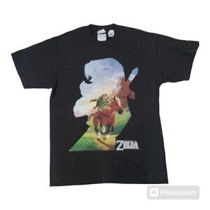 Nintendo Zelda Black 100% Cotton Graphic T-Shirt, Size Medium